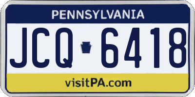 PA license plate JCQ6418