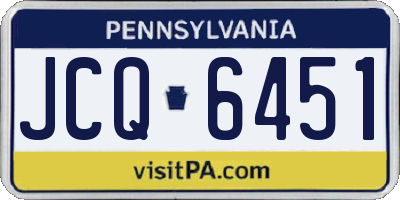 PA license plate JCQ6451