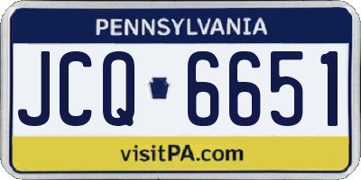 PA license plate JCQ6651