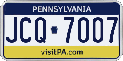 PA license plate JCQ7007