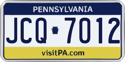 PA license plate JCQ7012