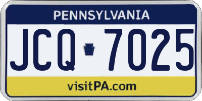 PA license plate JCQ7025