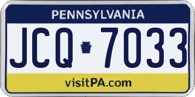 PA license plate JCQ7033