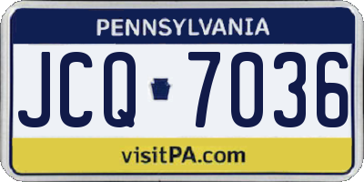 PA license plate JCQ7036