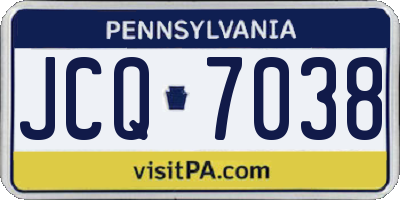 PA license plate JCQ7038