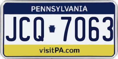 PA license plate JCQ7063