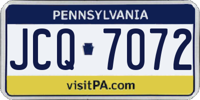 PA license plate JCQ7072