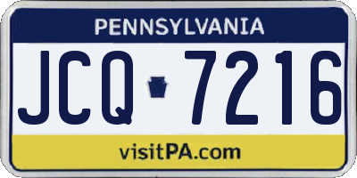 PA license plate JCQ7216