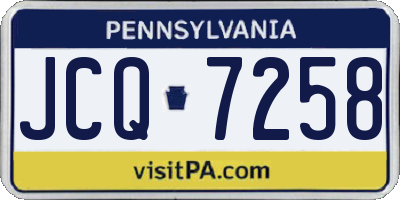 PA license plate JCQ7258