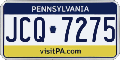 PA license plate JCQ7275
