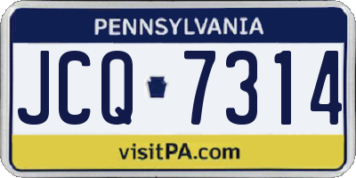 PA license plate JCQ7314