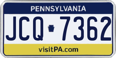 PA license plate JCQ7362