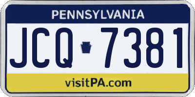PA license plate JCQ7381