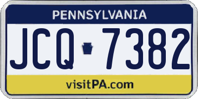 PA license plate JCQ7382