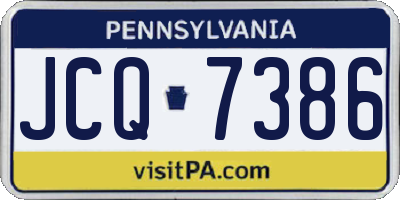 PA license plate JCQ7386