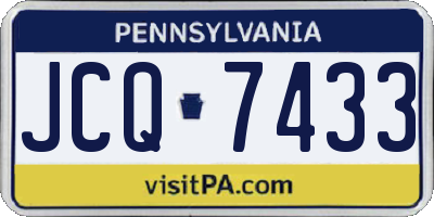 PA license plate JCQ7433