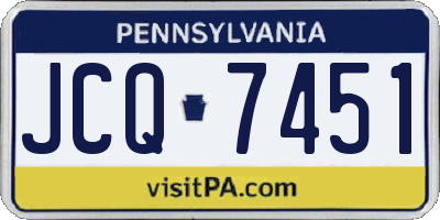 PA license plate JCQ7451