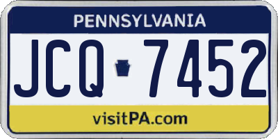 PA license plate JCQ7452