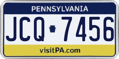 PA license plate JCQ7456