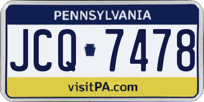 PA license plate JCQ7478