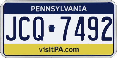 PA license plate JCQ7492