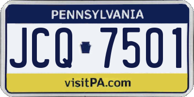 PA license plate JCQ7501
