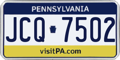 PA license plate JCQ7502