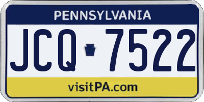 PA license plate JCQ7522