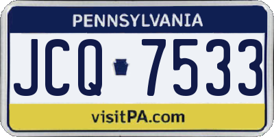 PA license plate JCQ7533