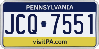 PA license plate JCQ7551