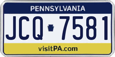 PA license plate JCQ7581