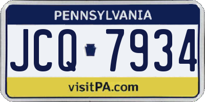 PA license plate JCQ7934
