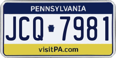PA license plate JCQ7981
