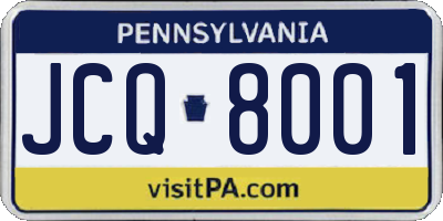 PA license plate JCQ8001