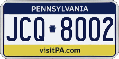 PA license plate JCQ8002
