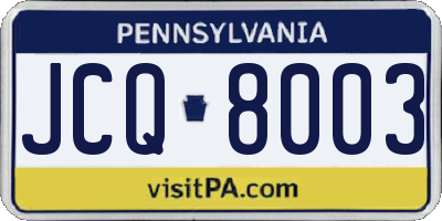 PA license plate JCQ8003
