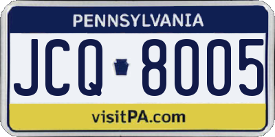 PA license plate JCQ8005