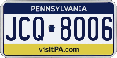 PA license plate JCQ8006