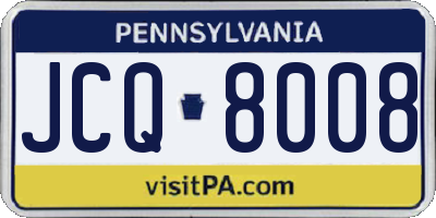 PA license plate JCQ8008