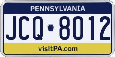 PA license plate JCQ8012