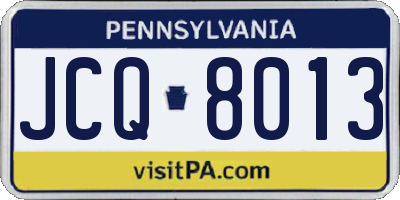 PA license plate JCQ8013