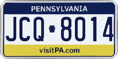 PA license plate JCQ8014