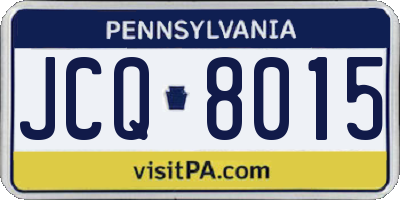 PA license plate JCQ8015