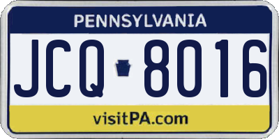 PA license plate JCQ8016
