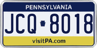 PA license plate JCQ8018