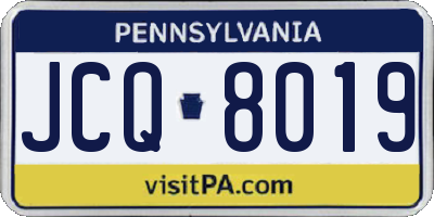PA license plate JCQ8019
