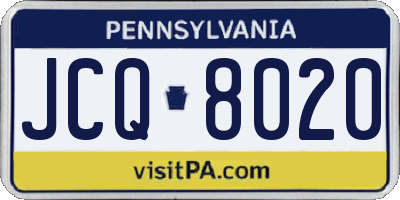 PA license plate JCQ8020