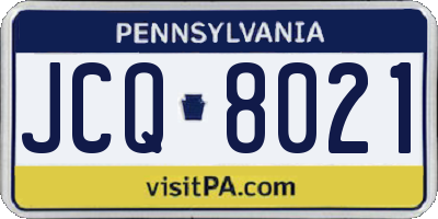 PA license plate JCQ8021