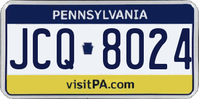 PA license plate JCQ8024