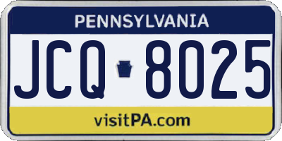 PA license plate JCQ8025